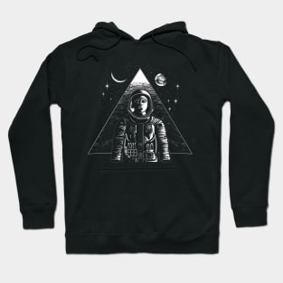 Ancient Egyptian Pyramid Spaceman Astronaut Illustration Tee: Cosmic Explorer Hoodie